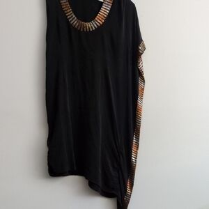 ⚡⚡Free⚡⚡ Black Asymmetrical Top with Striped Trim